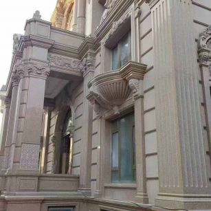 陕西 黄金麻花岗岩光面别墅外墙干挂施工完成