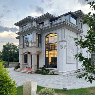 陕西 白麻花岗岩私人别墅干挂石材豪华定制