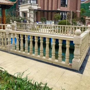 陕西黄金麻花岗岩石材栏杆，扶手，将军柱，花瓶柱