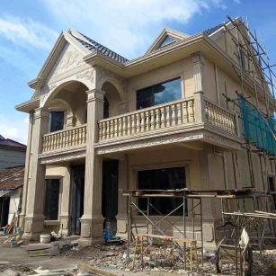 陕西 黄金麻花岗岩石材私人别墅雕花门楼柱阳台栏杆