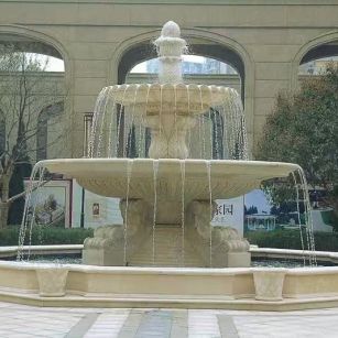 陕西 黄金麻花岗岩异型加工——户外庭院石雕流水喷泉