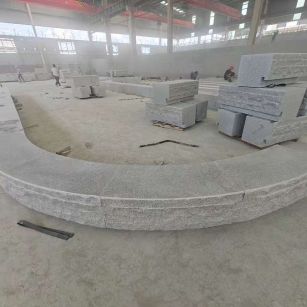 陕西 芝麻白异形坐凳，自然面光面弧形加工