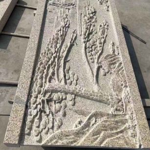 陕西 黄金麻雕刻板浮雕迎客松