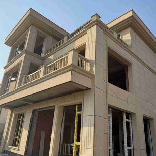 陕西 黄金麻花岗岩石材荔枝面外墙干挂效果展示