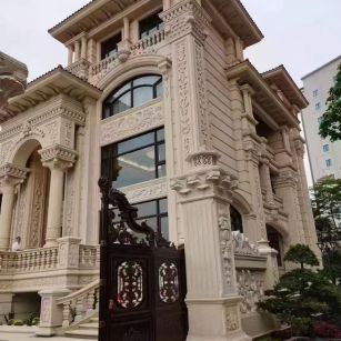 陕西 黄金麻花岗岩别墅外墙干挂效果展示