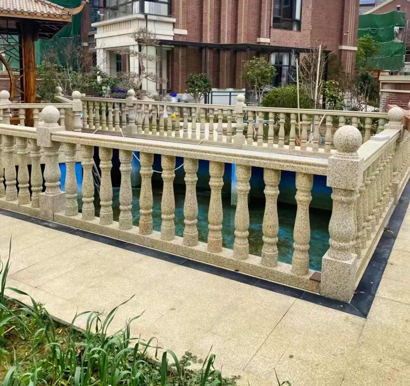 陕西黄金麻花岗岩石材栏杆，扶手，将军柱，花瓶柱