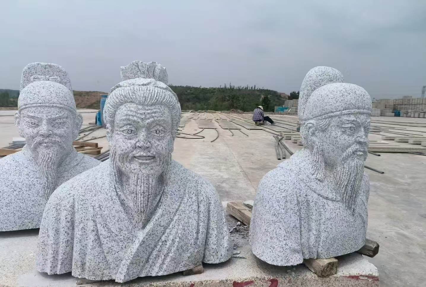 陕西 白麻花岗岩石材人物立体雕刻