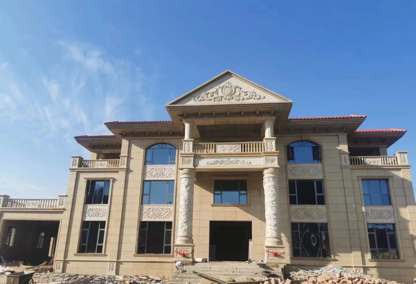 陕西 黄金麻花岗岩别墅外墙干挂