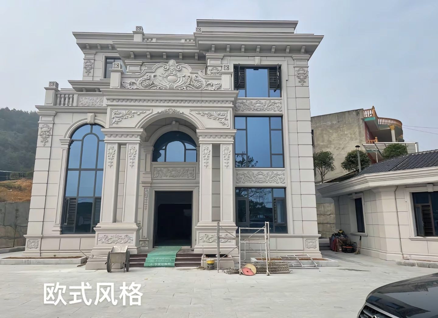 陕西 白麻花岗岩别墅外墙干挂