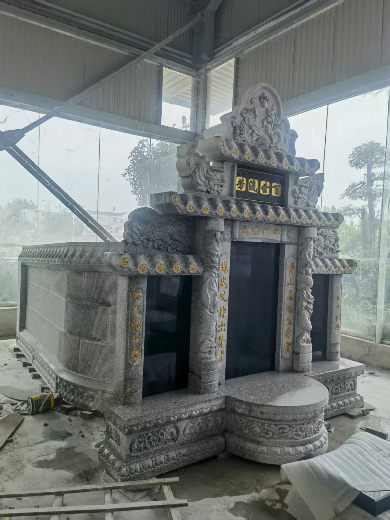 陕西 芝麻白墓碑效果展示图