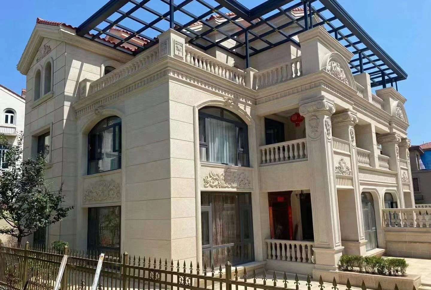 陕西 黄金麻花岗岩荔枝面别墅外墙干挂