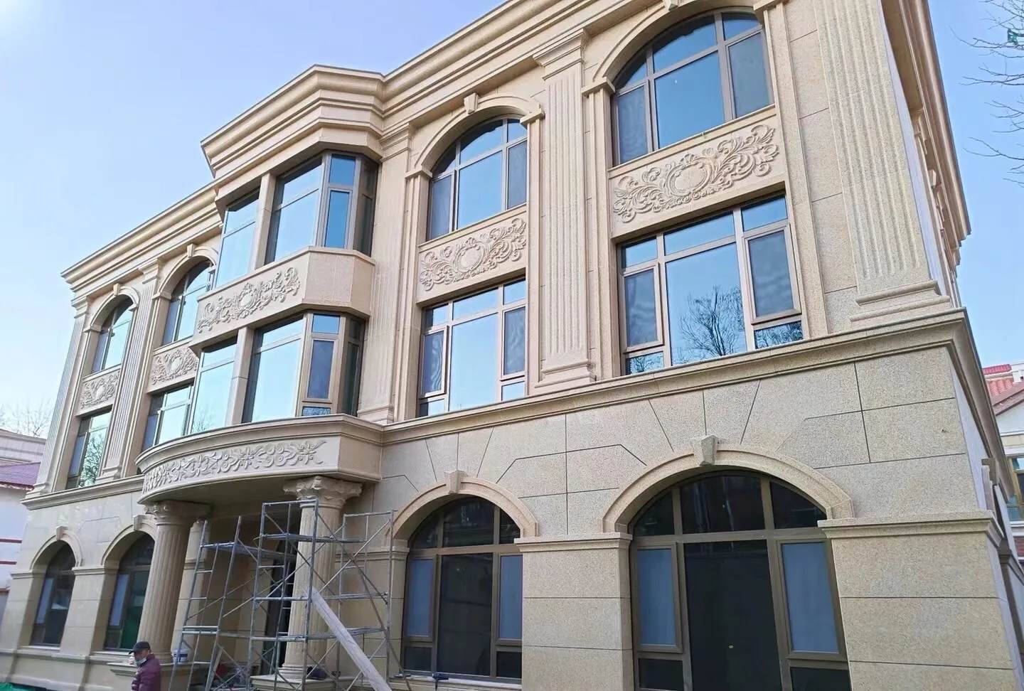 陕西 黄金麻花岗岩别墅外墙干挂